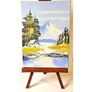 End of Winter neutral Oil landscape Painting with elegant stand